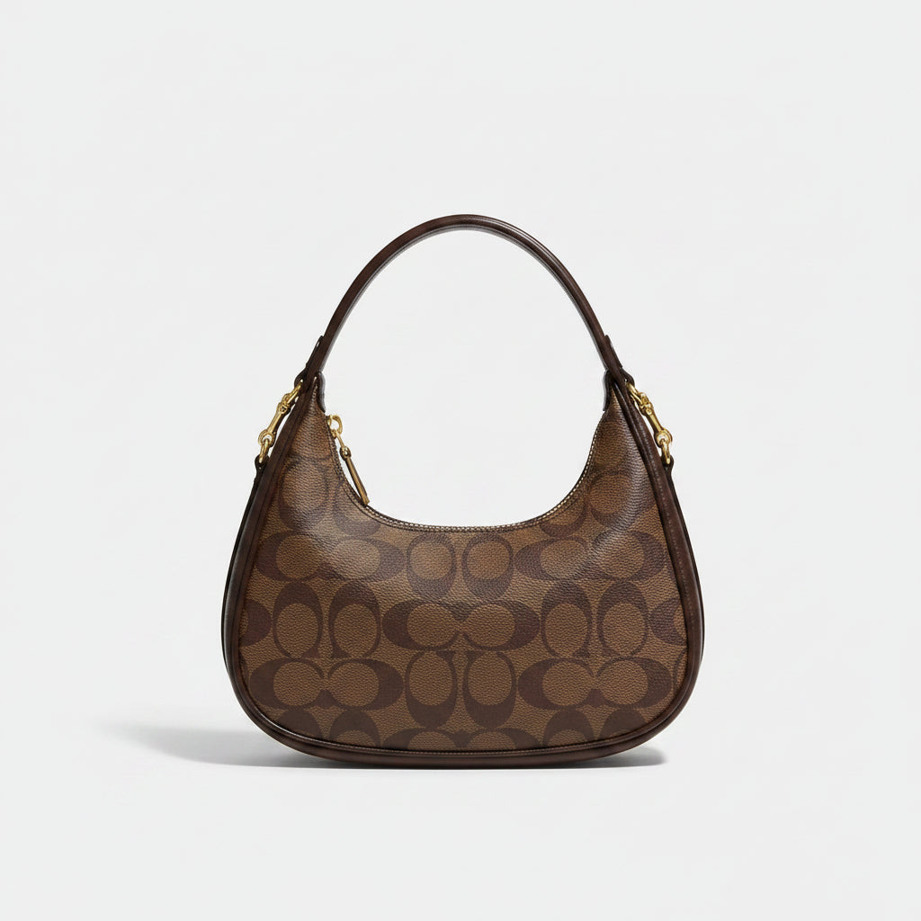 Moon-shape structured handbag