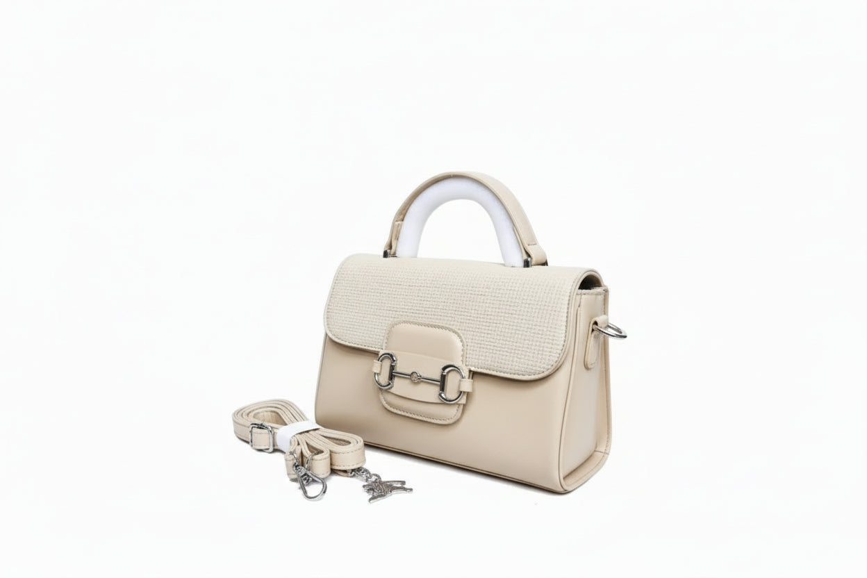 Beige handbag with matching strap