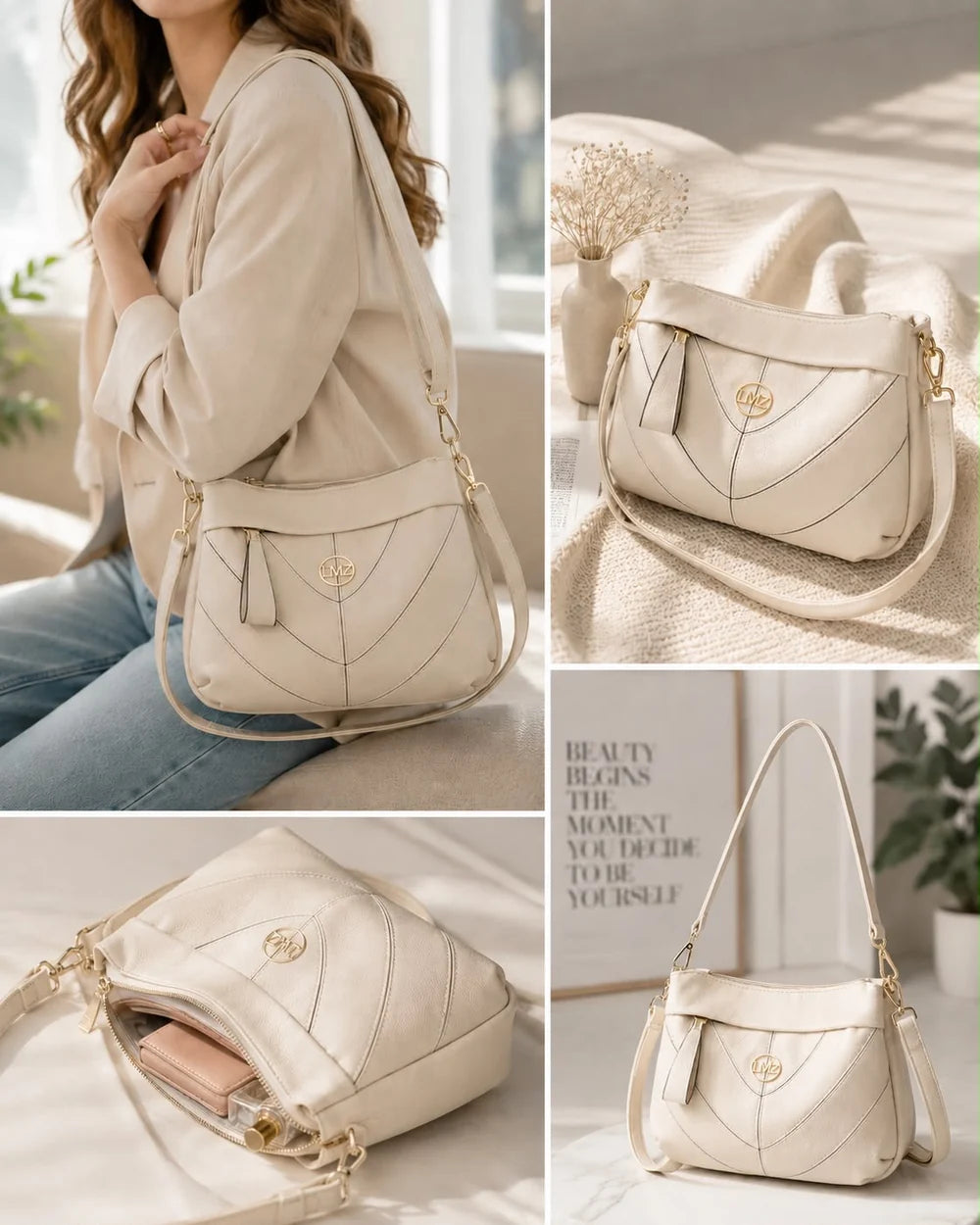 Triple Zip hobo Bag