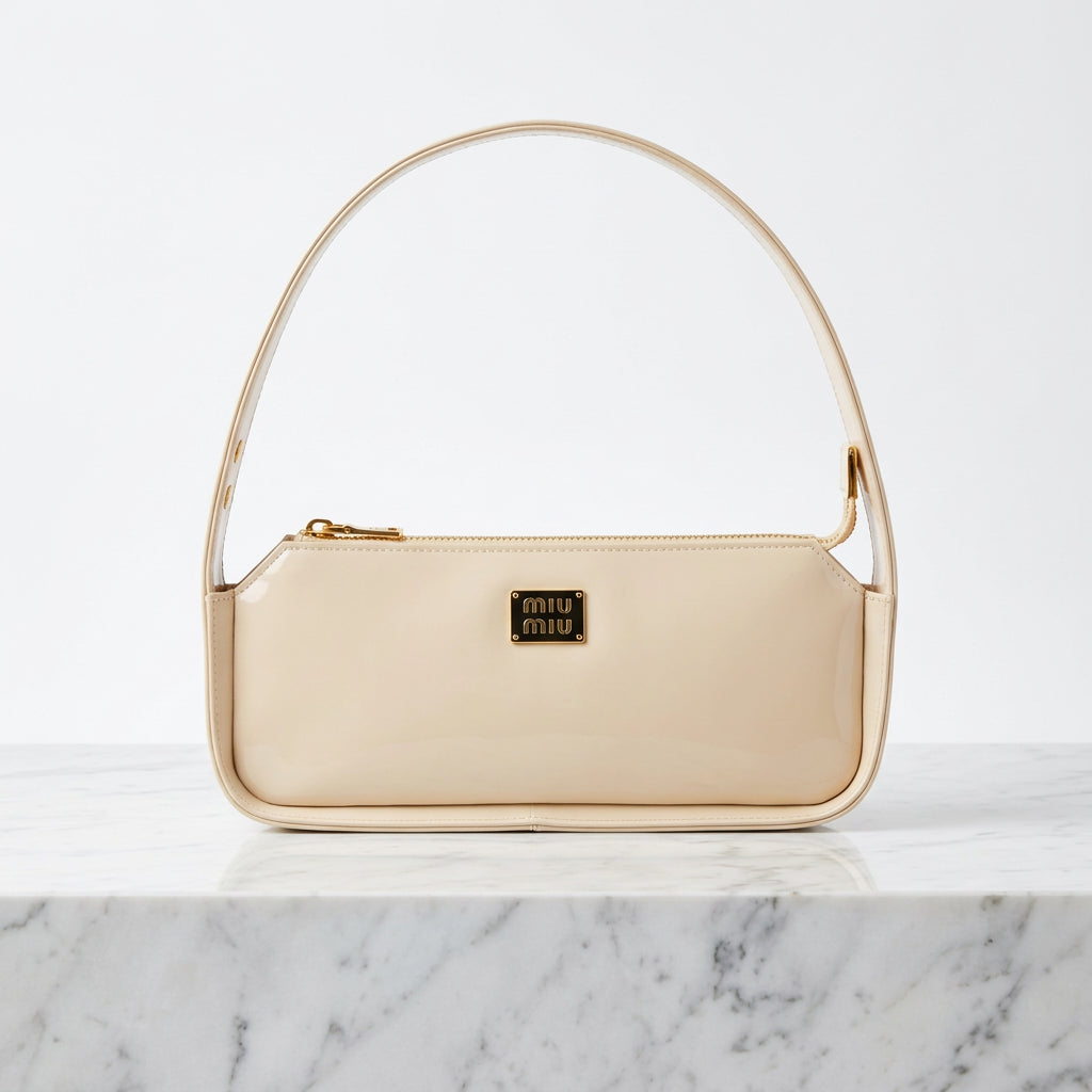 Glossy Baguette Crossbody Bag