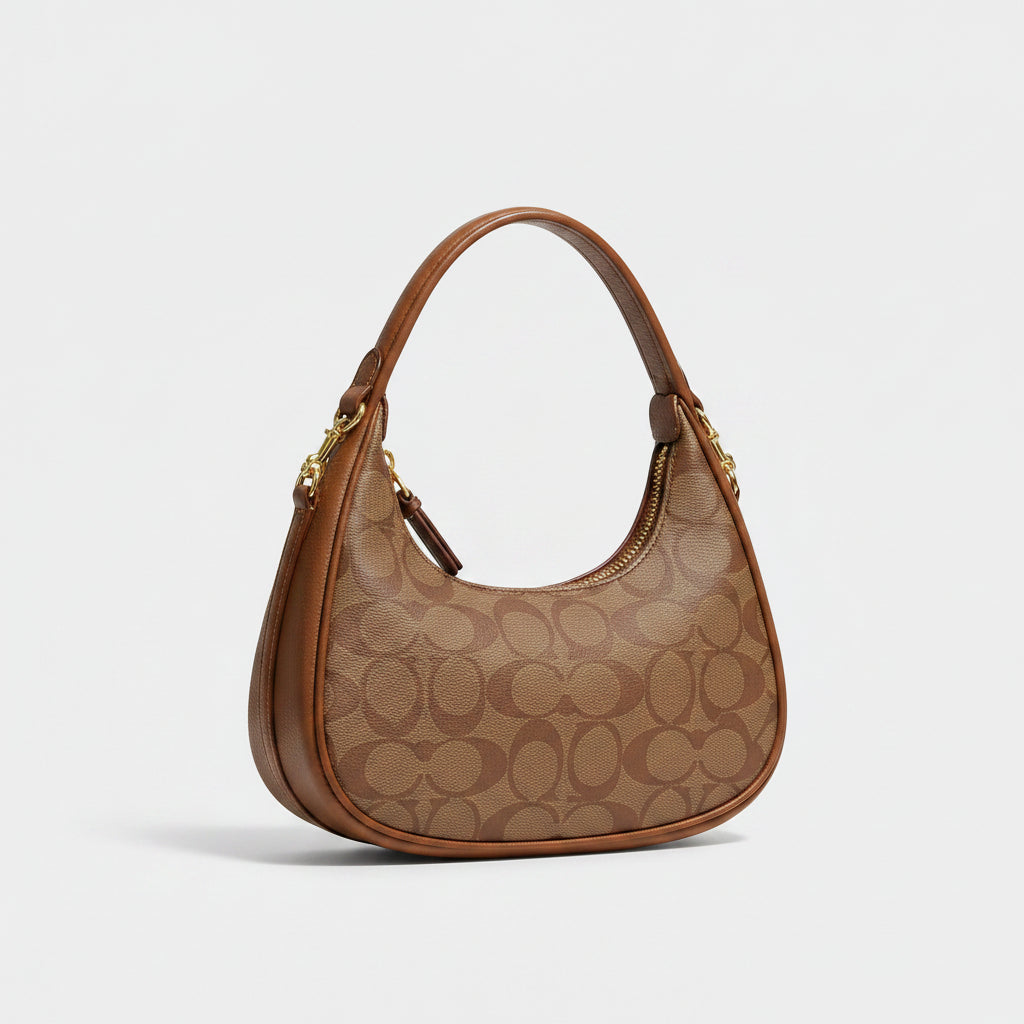Moon-shape structured handbag