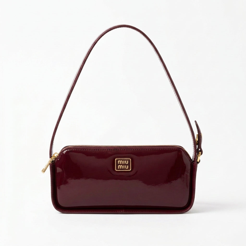 Glossy Baguette Crossbody Bag