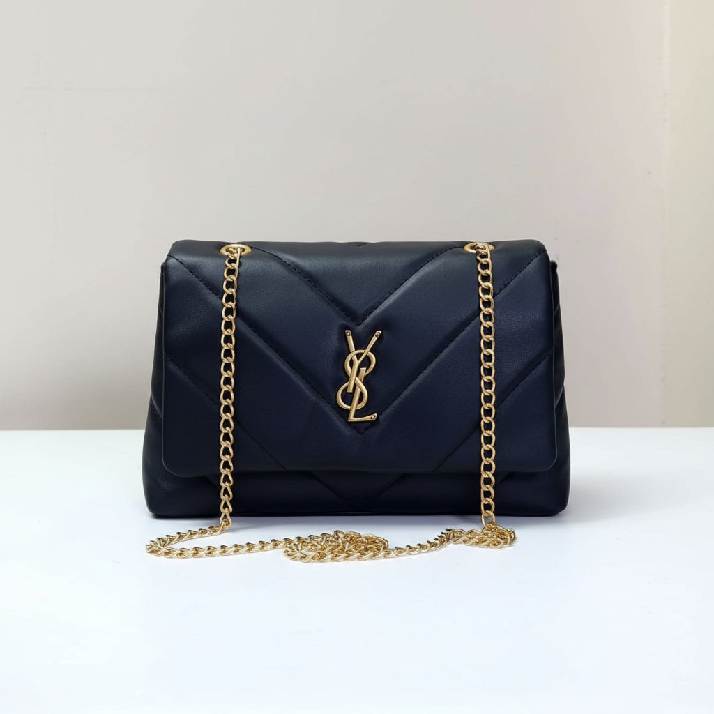 Azure Quilted Charm Crossbody Bag