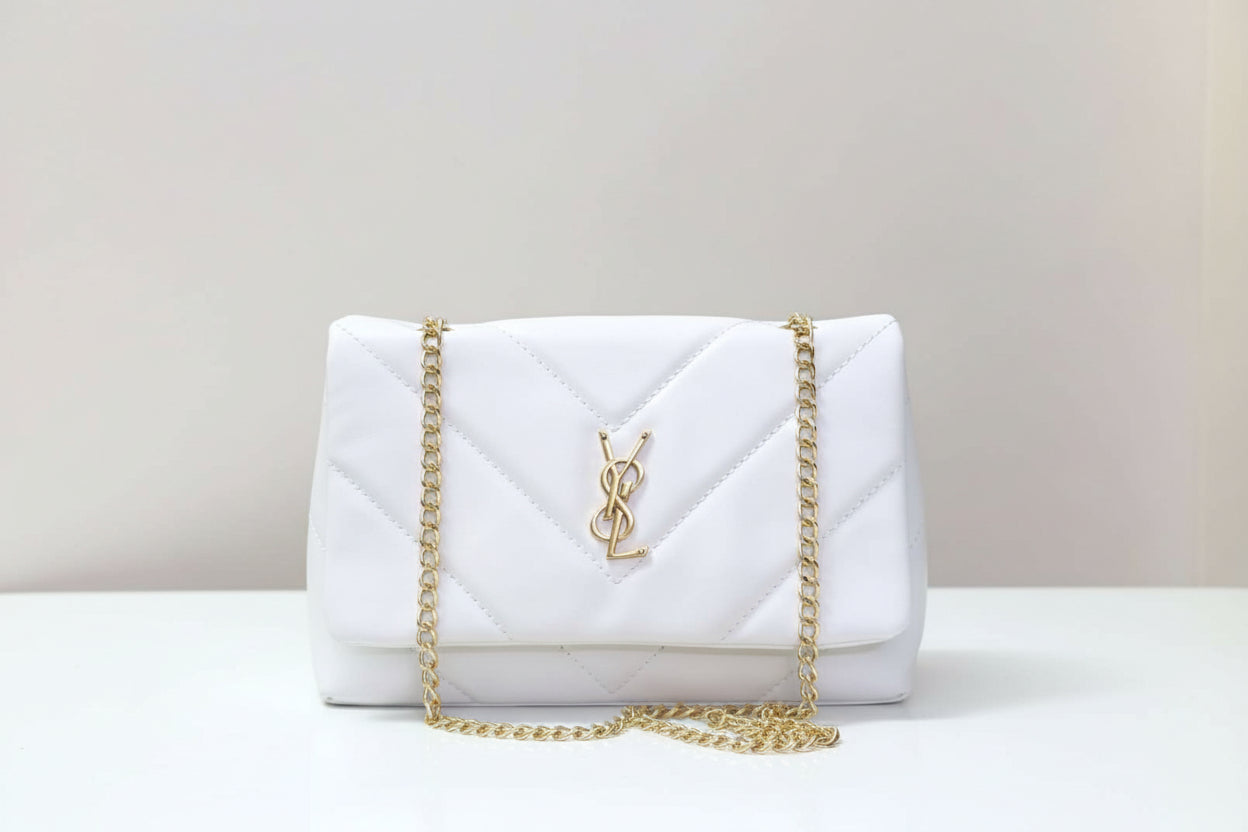 Azure Quilted Charm Crossbody Bag