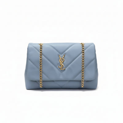 Azure Quilted Charm Crossbody Bag
