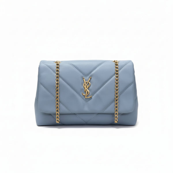 Azure Quilted Charm Crossbody Bag