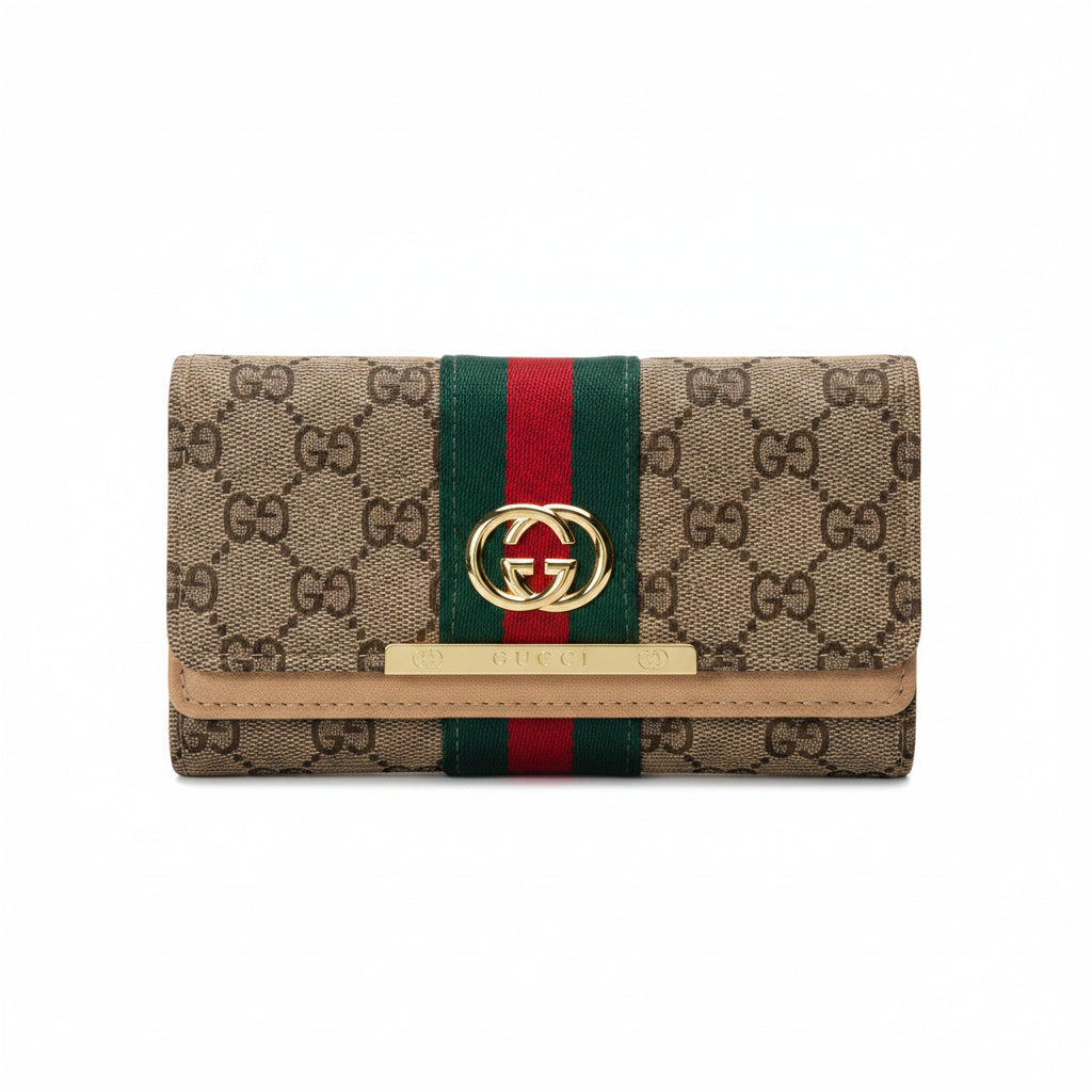 Luxury GG Stripe Flap Wallet